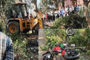 मुरादाबाद : ओवरटेक के चक्कर में बस ने जुगाड़ वाहन व बाइक को रौंदा, एक की मौत