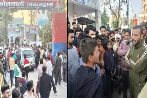 मुरादाबाद : महिला की गला घोंटकर हत्या का आरोप, कोतवाली में शव रखकर हंगामा