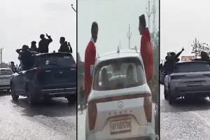 बरेली: बीच हाईवे पर युवाओं की हरकत ने किया हैरान...चलती कारों में खूब काटा हुड़दंग