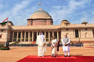 कतर के अमीर शेख का राष्ट्रपति भवन में द्रौपदी मुर्मू और प्रधानमंत्री मोदी ने किया भव्य स्वागत