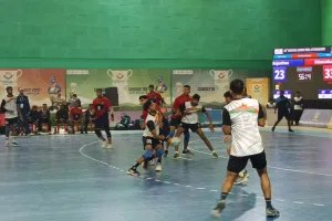 38 वें राष्ट्रीय खेलों में हैंडबॉल खिलाड़ियों ने दिखाया दम