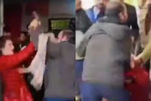 Viral Video: पत्नी ने की पति की चप्पल से पिटाई, जमकर मचाया हंगामा