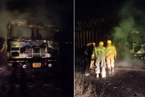 पीलीभीत: गन्ना लदे ट्रक में अचानक बना आग का गोला...चालक ने कूदकर बचाई जान 