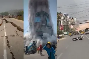Earthquake : शक्तिशाली भूकंप से इमारतें ढेर, लोग चीखते-चिल्लाते भागे...देखिए म्यांमार भूकंप के Photos