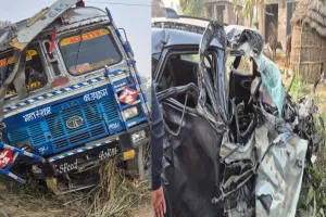 गोंडा: अयोध्या दर्शन से लौट रहे श्रद्धालुओं की कार को ट्रक ने मारी ठोकर, नवविवाहिता की मौत, पति समेत चार घायल, 1 मार्च को हुई थी शादी