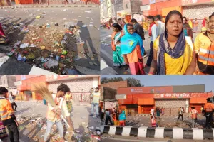 अयोध्या: वेतन नहीं मिलने से नाराज सफाई कर्मियों का अनोखा विरोध, सड़क पर फैलाया कूड़ा, लता चौक पर किया प्रदर्शन,  देखें वीडियो