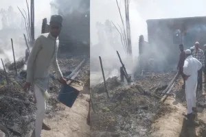 बिजनौर : आग लगने से दो घर जलकर राख, एक भैंस की मौत...70 हजार रुपये भी स्वाहा