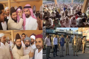 रामपुर : कड़ी सुरक्षा के बीच अदा हुई ईद की नमाज, गले मिलकर दी मुबारकबाद