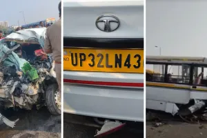 कानपुर में बस की कार से टक्कर...तीन की मौत: हादसे के बाद मची चीख-पुकार, CM Yogi ने शोक जताया