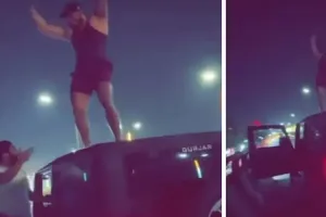 चलती गाड़ी की छत पर युवक को नाचना पड़ा भारी, पुलिस ने काटा 38 हजार का चालान