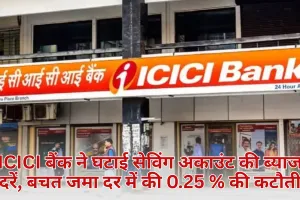 ICICI बैंक ने घटाई सेविंग अकाउंट की ब्याज दरें, बचत जमा दर में की 0.25 % की कटौती