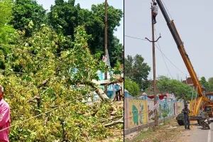 कासगंज : आंधी से लगभग डेढ़ सौ से अधिक पोल टूटे, शहर में हुआ ब्लैकआउट