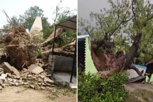 लखीमपुर खीरी: तेज आंधी का निघासन और पलिया में कहर...छप्पर ढहने से बाप-बेटी की दबकर मौत