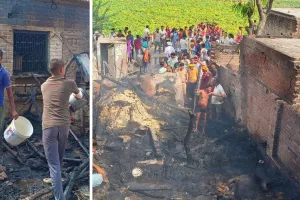 Auraiya: तीन घरों में लगी आग, 10 लाख रुपये का नुकसान, ग्रामीणों ने पाया काबू, बोले- सूचना के बावजूद नहीं पहुंची फायर ब्रिगेड