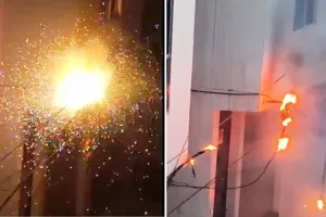 कासगंज: बिजली केबिल धूं-धूं कर जली तो कई मकान जद में आने से बचे...लोगों में फैली दहशत