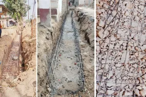 नाला निर्माण में मानकों की अनदेखी का आरोप, ईओ से जांच कराकर ठेकेदार के खिलाफ कार्रवाई की मांग