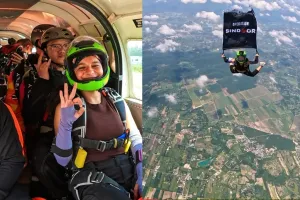 Prayagraj : स्काई ड्राइवर अनामिका ने 14,000 फीट से फहराया ऑपरेशन सिंदूर का झंडा