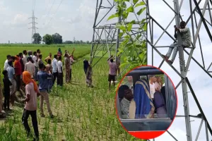 लखीमपुर खीरी : पत्नी विदा न करने से नाराज युवक बिजली लाइन के टॉवर पर चढ़ा