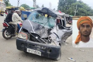 लखीमपुर खीरी: डबल डेकर बस ने बाइक को पीछे से मारी टक्कर, एक की मौत, दो घायल