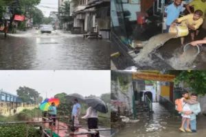 कानपुर में मूसलाधार बारिश से जीवन अस्त-व्यस्त, सड़कें उफनाईं, खलवा पुल भरा, परमट कॉरिडोर डूबा