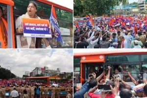 लखनऊ में महिला सुरक्षा और रोजगार को लेकर सड़क पर उतरीं विधायक पल्लवी पटेल, पुलिस से हुई तीखी नोकझोंक 