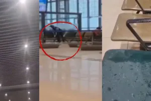 लगातार बारिश से अमौसी एयरपोर्ट की छत से टपका पानी, तो रख दिए टब 