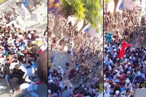 बरेली : कड़े पहरे के बावजूद इस्लामिया के पास जमा हुई भीड़, पुलिस ने फटकारी लाठियां