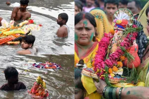 गणेश प्रतिमा विसर्जन को लेकर भड़का विवाद, महिलाओं ने जाम कर दिया मार्ग, पुलिस ने शांत करवाया विवाद