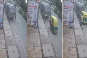 हादसे का खौफनाक CCTV...सड़क किनारे खड़े ट्रक में घुसा ऑटो,  बाहर आकर गिरीं सवारियां, चालक की मौत