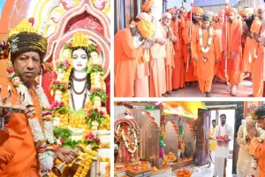  बुलेटप्रूफ रथ पर सवार होकर शोभायात्रा में शामिल हुए सीएम योगी, बोले- बदले नामों से आज भी मौजूद हैं रामायण और महाभारत के खल पात्र