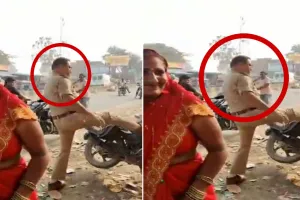 वर्दी का नशा : दबंग दरोगा ने पैर मार कर गिराईं बाइक...वीडियो वायरल हुआ तो एसएसपी ने बैठाई जांच