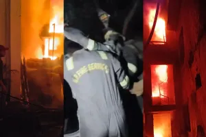 तीन मंजिला अवैध गोदाम में पटाखे से लगी आग, 18 लड़कियों का किया रेस्क्यू, छज्जा गिरने से पांच दमकलकर्मी घायल