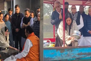सांसद बांसुरी स्वराज ने नम आंखों से ब्रज घाट पर गंगा में विसर्जित कीं पिता की अस्थियां