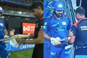 अंपायर पर बुरी तरह झल्लाए रोहित शर्मा, बैट चेक करते समय गेज से नहीं हो रहा था पास, देखें VIDEO