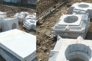 बाराबंकी : राजस्थान से पहुंचे नक्काशीदार पत्थर, लोधेश्वर महादेव धाम कॉरिडोर निर्माण ने पकड़ी रफ्तार 