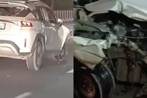 अमरोहा में सिपाही ने दो पड़ोसियों को टक्कर मारकर फिल्मी अंदाज में दौड़ाई बिना टायर की कार 