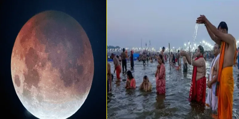 UP: चंद्रग्रहण की समाप्ति पर संगम तट पर दिखा श्रद्धालुओं का रेला