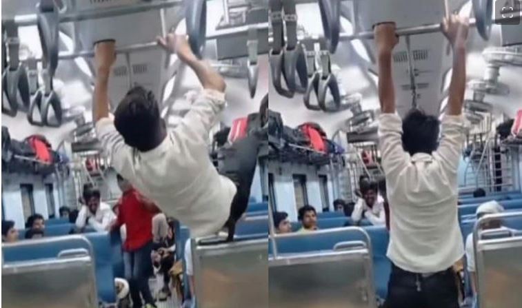 Video: स्पाइडरमैन…स्पाइडरमैन…इसने चुराया लोगों का चैन, खचाखच भरी ट्रेन में सीट पाने का देशी जुगाड़
