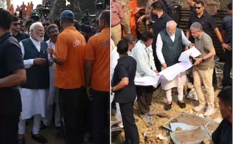 प्रधानमंत्री मोदी ने ट्रेन दुर्घटना स्थल का किया निरीक्षण, लिया स्थिति का जायजा 