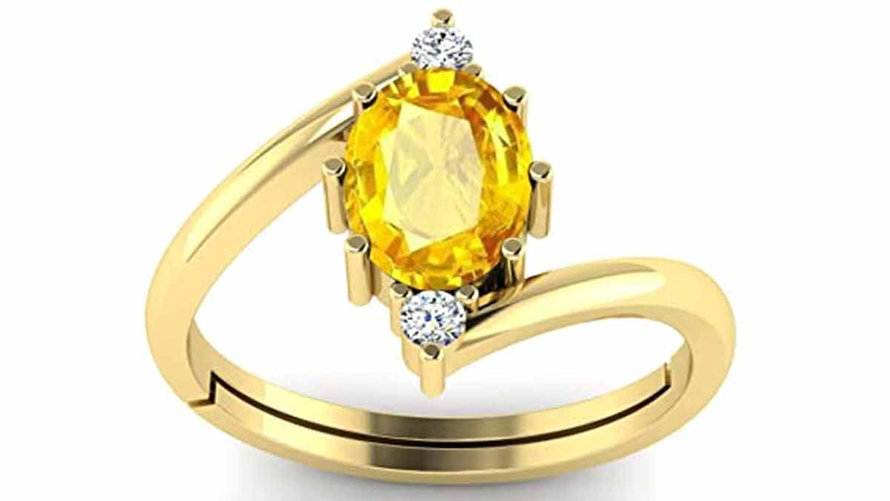 YELLOW SAPPHIRE RING 8.00 Carat Natural PUKHRAJ RING GOLD Plated Adjustable  Ring Astrological Adjustable Ring for Man and Women