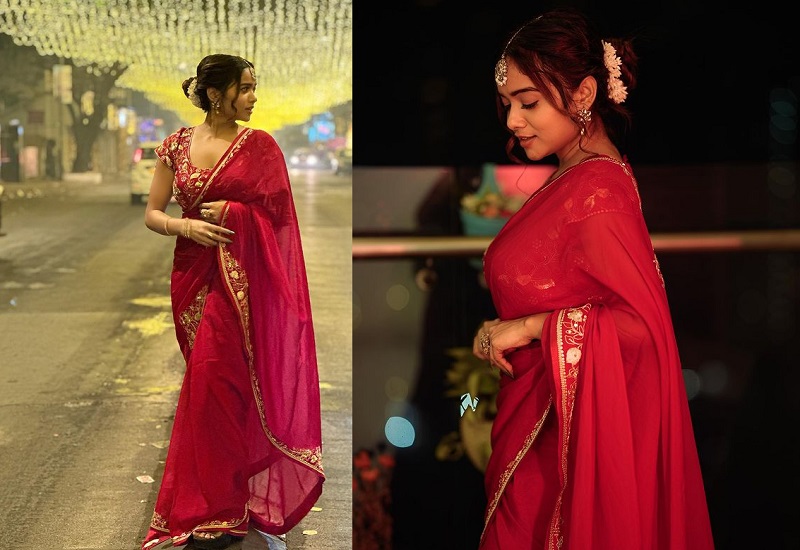 Manisha Rani Photos: रेड साड़ी में बेहद खूबसूरत लग रही हैं मनीषा रानी, नजरें झुकाकर दिए पोज...क्या आपने तस्वीरें देखीं? 