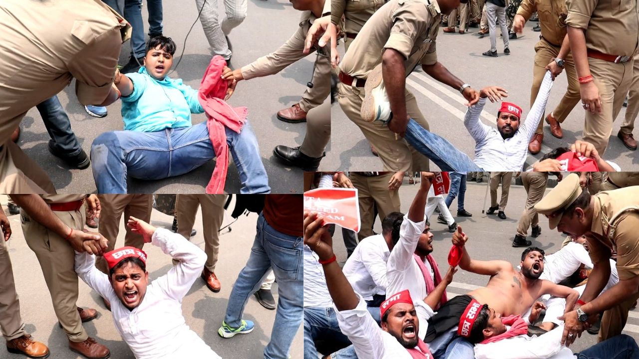 लखनऊ में समाजवादी छात्र सभा का जोरदार प्रदर्शन (4)