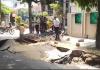 लखनऊ के  गोमती नगर में धंसी सड़क, यातायात प्रभावित, वीडियो हो रहा वायरल