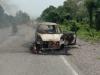 लखीमपुर: चलती कार में शॉर्ट सर्किट से लगी आग, दंपत्ति ने कूदकर बचाई जान