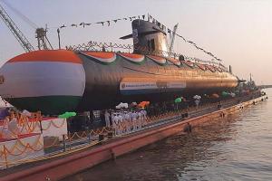 भारतीय नौसेना ने किया ‘स्कॉर्पीन’ श्रेणी की पांचवी पनडुब्बी का जलावतरण