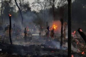 बहराइच: तपेसिपाह गांव में लगी भीषण आग, 30 घर जलकर राख, 25 मवेशियों की भी मौत