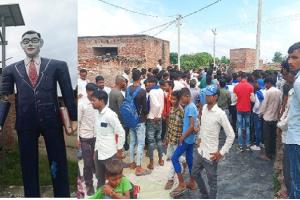 अमरोहा: फूलपुर में आंबेडकर की प्रतिमा क्षतिग्रस्त, गांव में तनाव