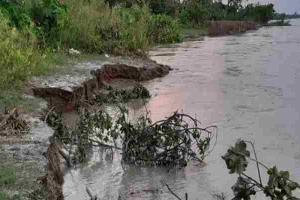 आजमगढ़:  सरयू नदी का घटा जलस्तर, लेकिन कटान में आई तेजी  बना मुसीबत