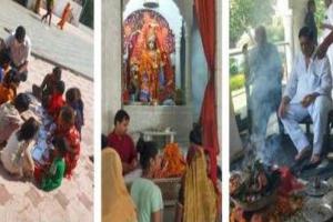 हरदोई: मंदिरों में चल रहा कन्या भोज का आयोजन, भक्तों की उमड़ी भीड़