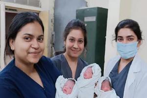 मेरठ: 51 साल की महिला ने एक साथ दिया तीन बच्चों को जन्म, अस्पताल में खुशी का माहौल